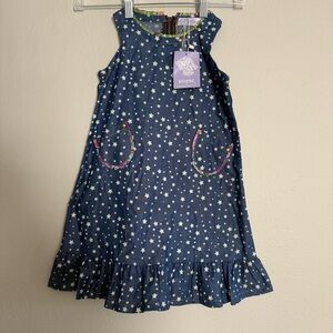 Utopia girls 4T Blue star Kids Dress ruffle‎ white new with tags